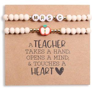Miss Pink Personalized Teacher Appreciation Gifts Teacher Bracelet for Women
